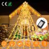 Christmas Hanging Waterfall String Light with Topper Star IP65 Waterproof Outdoor Plug In Fairy Waterfall Tree Light with 8 Lighting Modes Timer Memor