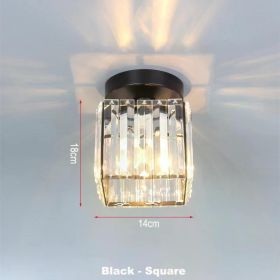 Home Decor Led Lights Crystal Ceiling Lamps Plafonnier Luminaria De Teto Para Sala Round Square Chandelier for Living Room Porch (Body Color: Black-Square, size: Including light bulb)