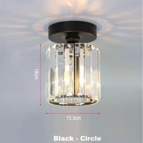 Home Decor Led Lights Crystal Ceiling Lamps Plafonnier Luminaria De Teto Para Sala Round Square Chandelier for Living Room Porch (Body Color: Black-Circle, size: Including light bulb)