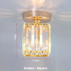 Home Decor Led Lights Crystal Ceiling Lamps Plafonnier Luminaria De Teto Para Sala Round Square Chandelier for Living Room Porch (Body Color: Golden-Square, size: Including light bulb)