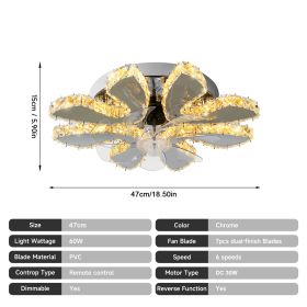 Led Luxury Crystal Ceiling Fan With Lights Remote Control Ceiling Fan Silver European Chandeilers Lamp for Home Livingroom Lumin (Voltage: 85-265V, Blade Color: CF8013)