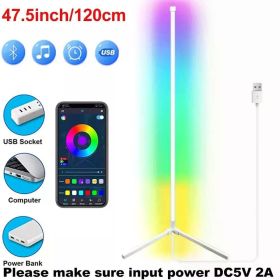 Voice Control RGB Corner Floor Lamp Bluetooth Led Lighting for Living Room Bedroom Home Decor Dimmable Color Changing Mood Light (Lampshade Color: WH L-Type BT)