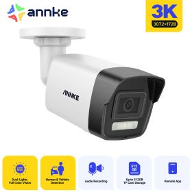 ANNKE 12MP 3K Outdoor Smart Dual Light PoE Security Camera Color IR Night Vision Built-in Microphone IP67 Smart Home H.265+ (Sensor Size: 3K Bullet)