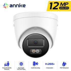 ANNKE 12MP 3K Outdoor Smart Dual Light PoE Security Camera Color IR Night Vision Built-in Microphone IP67 Smart Home H.265+ (Sensor Size: 12MP Turret)