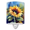 NEW Sunflowers in Watercolor Ceramic Night Light Compact, UL-Certified, Ideal for Bedroom, Bathroom, Nursery, Hallway, Kitchen, 6x4x3, Multicolor