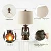 Lamp Bedside Table Farmhouse Lantern Table Lamps for Living Room Set of 2 Linen Fabric Shade Decoration for Bedroom Decor Indoor