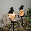 Solar Ground Plug Lights Crow Skull Floor Lamp For Halloween