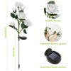 2Pcs Solar Powered Lights Outdoor Rose Flower LED Decorative Lamp Water Resistant Pathway Stake Lights