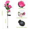 2Pcs Solar Powered Lights Outdoor Rose Flower LED Decorative Lamp Water Resistant Pathway Stake Lights