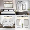 Modern 6-Light Vanity Bathroom Mirror Light, Frosted White Glass with Black Iron Frame, Contemporary Wall Sconce for Bedroom, Bathroom