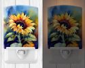 NEW Sunflowers in Watercolor Ceramic Night Light Compact, UL-Certified, Ideal for Bedroom, Bathroom, Nursery, Hallway, Kitchen, 6x4x3, Multicolor