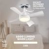 Socket Fan Light Original ‚Äì Warm Light Ceiling Fans with Lights and Remote | with Replacement for Bulb/Ceiling