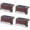 4Pcs Solar Powered LED Step Lights Outdoor IP55 Waterproof Dusk To Dawn Sensor Fence Lamps