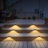 4Pcs Solar Powered LED Step Lights Outdoor IP55 Waterproof Dusk To Dawn Sensor Fence Lamps