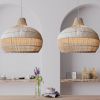 LED Rattan Chandelier Pendant Lamp for Japanese Restaurant Nordic Kitchen and Retro Tea Room Decor Handmade Lighting Fixtures